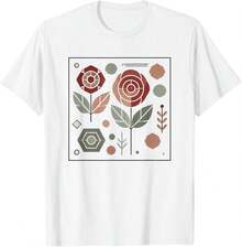 Camisetas estampadas de modaFloral Rose Pattern Botanical, Minimalist Geometric Style T-Shirt,Conjuntos familiares a juego, camisetas divertidas para mujer en español, camisetas para niños y niñas, camisetas del Mundial 2026, camisetas de dibujos animados/anime, camisetas con estampado de gatitos. - Blanco - Ver 7