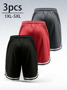Bộ 3 quần short thể thao bóng rổ mùa hè cỡ lớn dành cho nam, có dây rút, chất liệu lưới co giãn, nhanh khô, dài đến đầu gối. - Nhiều màu - Xem 2