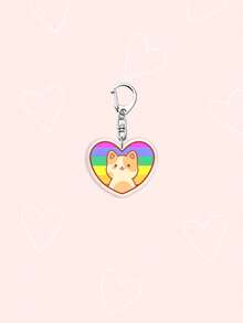 Chaveiro de gato em formato de coração, símbolo do orgulho LGBT, com um lindo gato arco-íris. Ideal para bolsas, acessórios e para representar a bandeira do arco-íris, incluindo lésbicas, bissexuais, transgêneros, não-binários, assexuais e o movimento Progressista. Também perfeito para chaveiros de carro, cordões e decoração de celular. Ideal para namorados, namoradas, lembrancinhas de festa, presentes de formatura e decoração de celular. Perfeito para o Mês do Orgulho, amigos e aliados LGBT. - Multicolorido - Ver 12