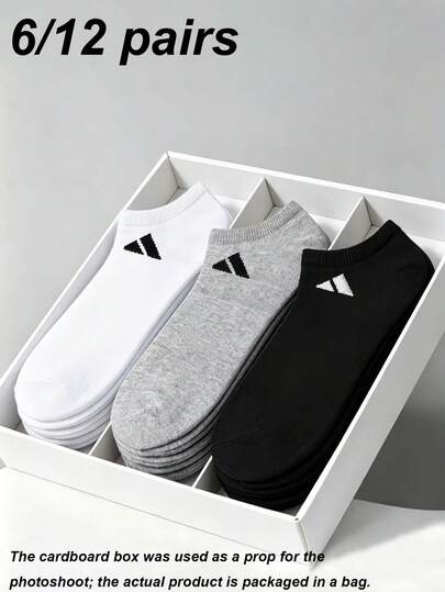 6/12 đôi tất unisex màu trơn, thoáng khí, kiểu dáng thường ngày, phù hợp cho mọi mùa.