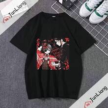 Camiseta de anime  Michaelis  con estampado genial para hombre y mujer. Top casual holgado de estilo urbano, confeccionado en algodón grueso de 220 g, unisex, de textura suave y tacto agradable, cómodo y respetuoso con la piel. Su estilo clásico y sencillo nunca pasa de moda, ideal para el día a día, actividades deportivas, viajes, vacaciones y cualquier ocasión informal. - Negro - Ver 1
