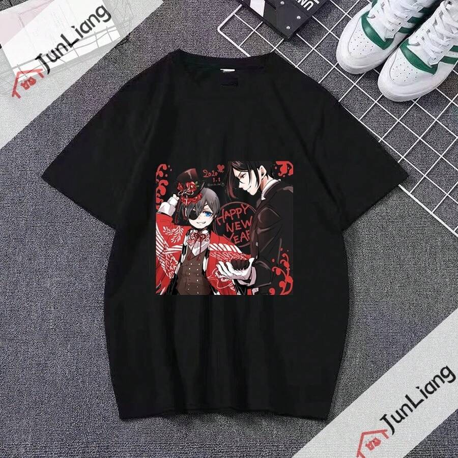 Camiseta de anime Michaelis con estampado genial para hombre y mujer. Top casual holgado de estilo urbano, confeccionado en algodón grueso de 220 g, unisex, de textura suave y tacto agradable, cómodo y respetuoso con la piel. Su estilo clásico y sencillo nunca pasa de moda, ideal para el día a día, actividades deportivas, viajes, vacaciones y cualquier ocasión informal. - Negro - Ver 1