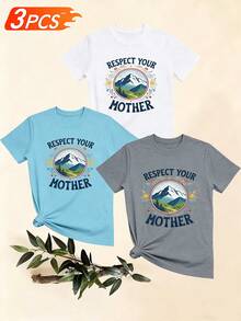 Women's T-Shirts, Women's T-Shirts, Retro Style Casual 1 Piece T-Shirt, Loose Fit Comfortable Top With Mountain Floral Print And Round Neck, Ideal For Respectful Mothers. - 1件白色隨機圖案 - 查看 6