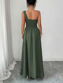 YHHElenzga Vestido largo sin mangas verde con decoración floral en los hombros, cintura ajustable, falda en línea A con abertura, estilo vintage francés romántico y elegante, adecuado para ir al trabajo, negocios, playa, casual, versátil y sencillo, boda, Día de San Valentín, primavera/veranoYHH - Granada - Ver 9