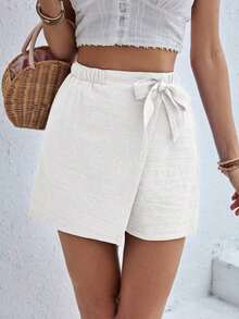 Frenchy Pantalones de verano, shorts cómodos con lazo para mujeres, pantalones informales - Blanco - Ver 3