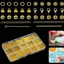 1200pcs Bracelet Making Kit, 15-Compartment Storage Box, Alloy Beads Jewelry Accessories Set, Gold/Silver/Mixed Color, DIY Handmade Gift, Suitable For Beginners - Metal Hardware Set - View 8