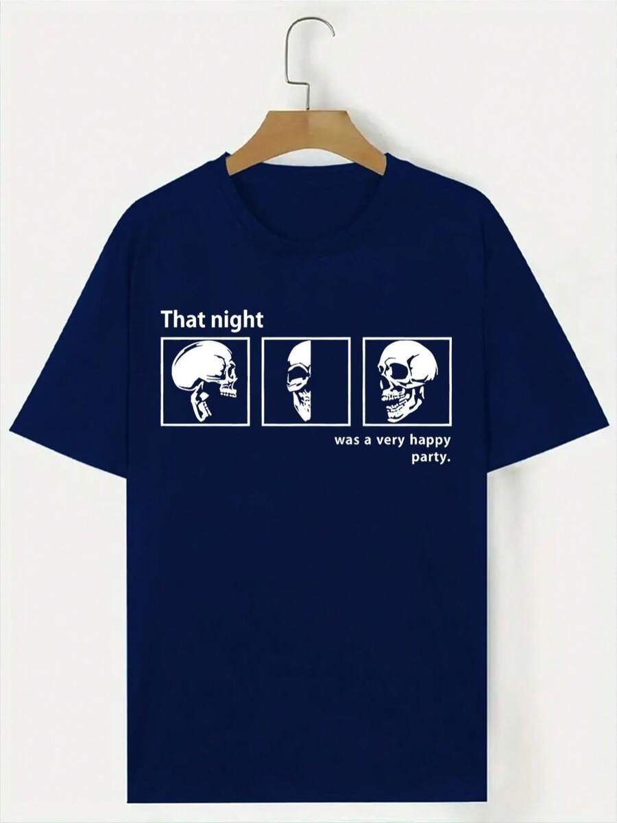 Camiseta de hombre con tres esqueletos - Azul - Ver 1