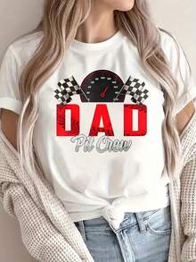Racing Team Graphic T-Shirt For Men And Women - Casual Short Sleeve Summer T-Shirt With Checkered Flag And Speedometer Design, Regular Fit, Machine Washable, Black T-Shirt For R, Men's And Women's T-Shirts - 白色 - 查看 6