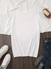 Camiseta de manga corta para mujer, 100% algodón, cuello redondo, estampada con un diseño de corazones coloridos, moderna y versátil, tela cómoda, estilo casual, lavable a máquina, ropa de mujer - Camiseta unisex de algodón, corte holgado, cómoda, estilo vintage urbano. Adecuada para primavera, verano y otoño. - Blanco - Ver 2