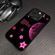 Luna rosa y estrellas con temática espacialfunda de teléfono Fundas compatibles con ,Apple,VIVO,OPPO,,, y Honor.Fabricadas en silicona TPU,ofrecen protección contra golpes y caídas. - Negro - Ver 3