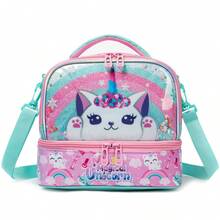 1 buah Tas Selempang Anak Perempuan Lucu dengan Dua Kompartemen dan Tali Bahu yang Dapat Diatur, Motif Hewan, untuk Kembali ke Sekolah - Roti gulung dua lapis - View 13