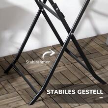 Round Folding Table Ø60 Cm Garden Dining Table With Decorative Wood Look For Balcony Terrace Dark Grey - 黑色 - 查看 7