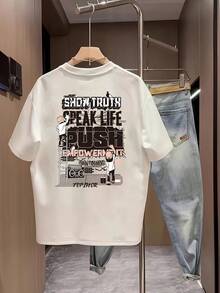 Nueva camiseta de manga corta para mujer de 180g,% algodón - Camiseta casual versátil con estampado de verano para hombre - Camiseta con estampado de verano para parejas - Unisex - Regalo para vacaciones - Blanco - Ver 6