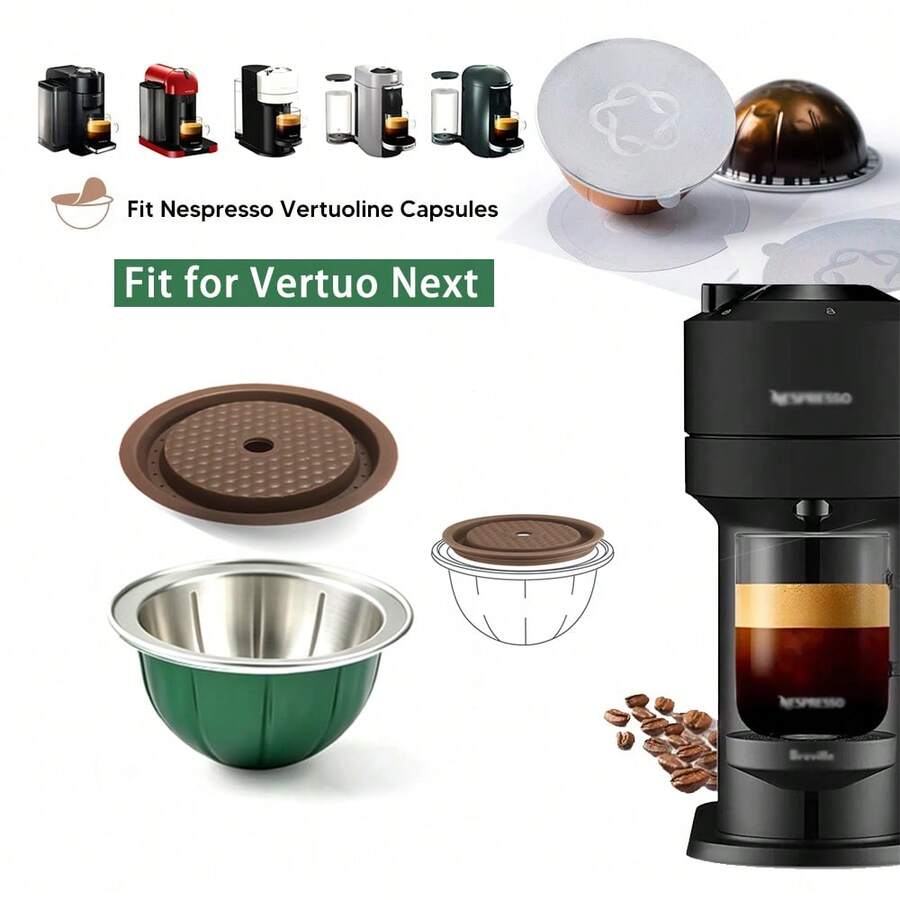 Kapsul Kopi Vertuo yang Dapat Digunakan Kembali (80ml/150ml/230ml), Kompatibel dengan Seri Vertuoline dan Vertuo, Tutup Silikon yang Dapat Digunakan Kembali, Film Segel Sekali Pakai 58mm, Cocok untuk Menikmati Kopi Saat Bepergian, di Rumah, di Luar Ruangan, atau Berkemah - Hijau - View 1