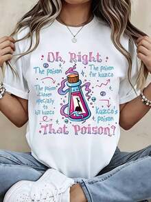 Camiseta Moderna y Minimalista para Mujer con Diseño de Kuzco Poison y Frase Divertida para Uso Casual y Atuendos Diarios - Blanco - Ver 7