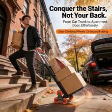 A Sturdy Folding Trolley Featuring Adjustable Buckle Mechanisms, Wheels Designed For Climbing Stairs, And A Convenient Lifting System For Carrying Items And Shopping. This Trolley Can Support A Weight Of 450/650 Lbs. - 黑色 - 查看 3