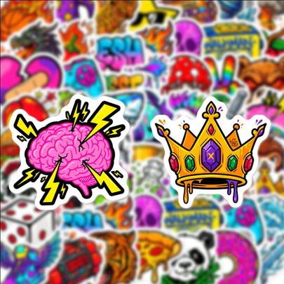 50 piezas Paquete de pegatinas con estilo de graffiti, adecuado para decorar diarios, portátiles, parachoques de automóviles, patinetas, botellas de agua, computadoras, teléfonos, etc.