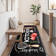 1pc Colorful Chalk Board Kitchen Pattern Printed Faux Wool TPR Bottom Doormat, Bathroom Mat, Kitchen Mat, Laundry Room Mat, Holiday Decor, Home Decor, Party Decor, Wedding Decor, Dining Decor - Multicolor - View 3