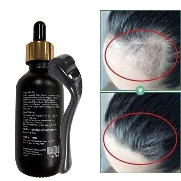 5% Minoxidil Para Hombres Y Mujeres - Suero, Spray De Fuerza Extra Para La Pérdida De Cabello, Cabello Talla Grande Grueso Y Saludable, Kit Para Barba, Tratamiento Tópico, 60 Ml