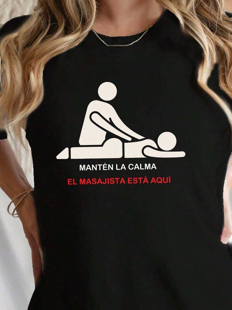 Women's Graphic T-Shirt 'Keep Calm The Meuse Is Here' | Casual Cotton Crew Neck T-Shirt | Relaxation Theme | Perfect For Spring And Summer | Comfortable Fit | Fun Print Top - 黑色 - 查看 1