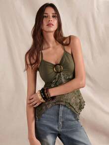 Blusa casual de mujer con cuello de corbata y estampado de anacardo, versátil para uso diario - Multicolor - Ver 7