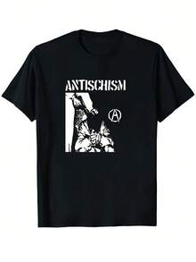 Antischism American Crust Punk Band T- Shirt 100 Cotton Casual Round Neck, Short Sleeve Retro Logo Graphic Tee Multi- Size S- 4XL All- Season Wear Durable Digital Heat Transfer Print Ideal For - 黑色 - 查看 1