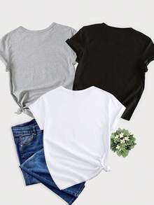 Women's T-Shirts, 1-Piece Set With Football Prints And Bows, 1-Piece Elegant, Casual, Sporty, Ideal For Parties, Soft And Machine Washable, Short-Sleeved Top With Round Neck. - 1件黑色隨機圖案 - 查看 2