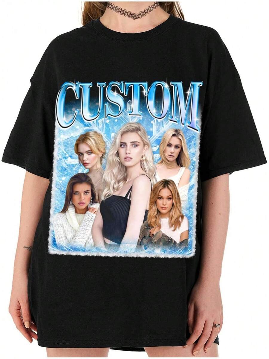 LucBuy Camisetas Personalizadas de Rap Pirata, Sudadera Extragrande con Texto y Fotos de Caras Retro Personalizadas, Cara Gráfica Cuello Redondo Casual Hombro Caído Sudaderas con Capucha Regalos - Estilo 6 - Ver 1