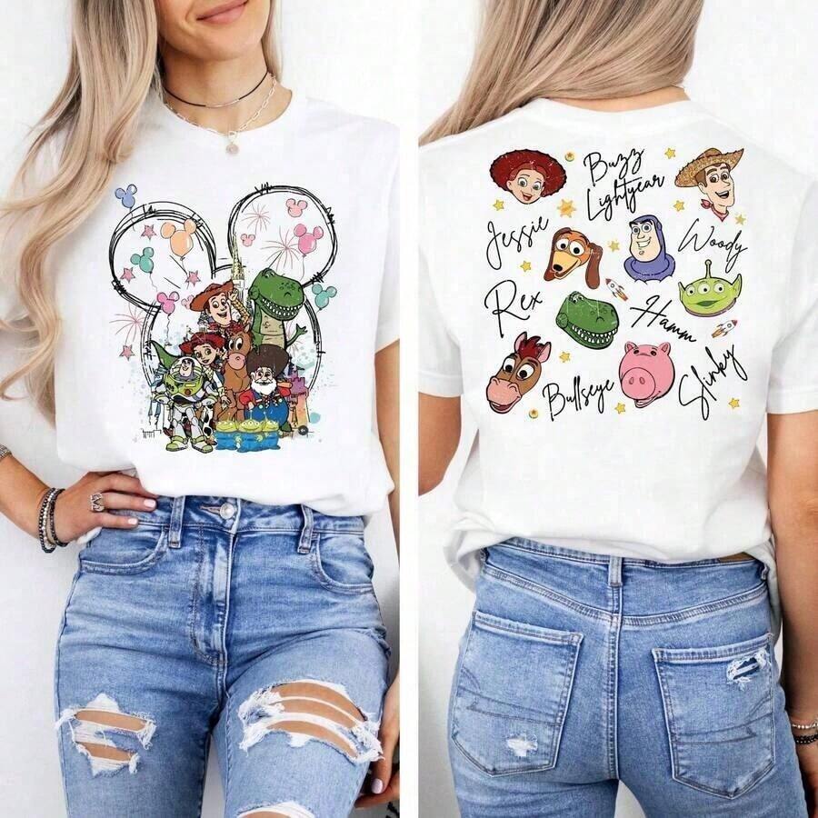 Camisa holgada de Toy Story de Disney, Camiseta con firma de Woody, Jessie, Buzz Lightyear, Sudadera del viaje familiar a Disneyland 2026, Camiseta para niños de WDW - Disneyland París de Disney, El Reino Mágico, Disneyana, La Casa de Mickey Mouse, Camiseta modesta de verano con estampado de Mickey Mouse, Conjunto de verano, Blusas de verano para mujer, Ropa de verano, Blusas de verano, Blusas de verano para mujer, Conjunto de verano, Blusas de verano, Atuendos de verano, Blusas blancas, Blusas negras, Atuendos de vacaciones para mujer, Blusas de verano para mujer, Regalos de vacaciones, Regalos del Día de San Valentín, Regalos del Día de la Tierra, Regalos de Oktoberfest, Regalos del Día del Banco de Verano - Blanco - Ver 1