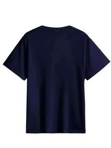 Women's Short-Sleeved T-Shirt, 100% Cotton. Loose, Versatile, And Fashionable Design. Weight: 200g. One-Piece Top. - ネイビーブルー - 查看 3