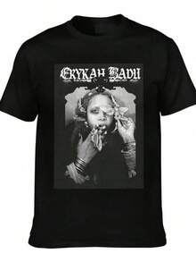 Erykah Badu Neo Soul Vintage Portrait T-Shirt For Men And Women, Casual Short Sleeve Graphic Tee For R&B Music Fans - 黑色 - 查看 1