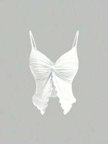 4 piezas Tops de mujer con frente retorcido y cruzado - Blanco y Negro - Ver 7