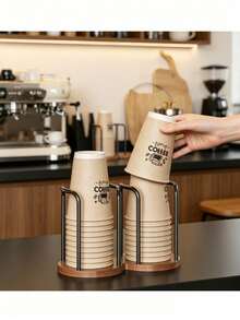 1pc Cup Holder, Tabletop Cupboard Organizer Without Drilling, Automatic Beverage Dispenser, Commercial Bar Cup Rack, Kitchen Coffee Station Cup Storage Shelf - View 3