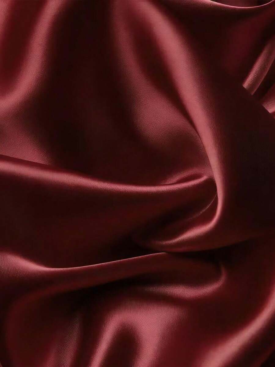 1块光滑闪亮的缎面布料,宽59英寸,适用于DIY缝纫、服装制作、婚礼装饰、帷幔制作、室内装潢、桌布等。 - 酒紅色 - 查看 1