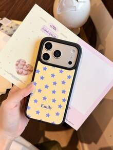 Customized Minimalist Star & Letter Slogan Phone Case, Full Coverage Hard Shell Protective Cover Suitable For IPhone 11/12/13/14/15/16 17 Pro Max - Multicolor - View 3