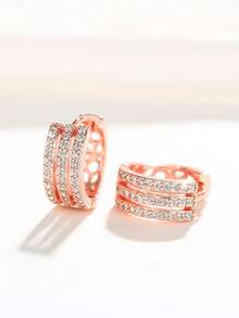 1 Pair Elegant Cubic Zirconia Earrings, Suitable For Women, Can Be Worn For Weddings, Engagements, Anniversaries, Parties, Valentine's Day And Other Occasions - 3# - View 5