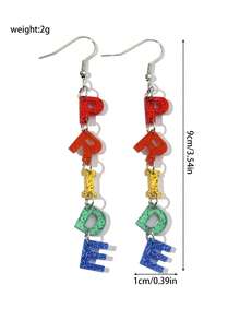 1 Pair Colorful Acrylic Cute PRIDE Letter Pendant Earrings, Women Girls LGBT Pride Month Party Jewelry Accessories - Colorful - View 6