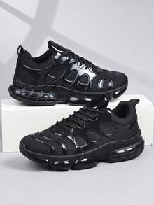 Zapatos casuales de moda para hombres, zapatillas deportivas clásicas y elegantes con cordones para hombres, zapatos deportivos personalizados para hombres, zapatillas casuales de uso diario - Negro - Ver 5