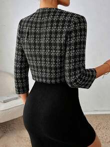 Blazer de moda casual y de negocios con frente abierto y plisado, de manga larga, para otoño/invierno - Multicolor - Ver 2