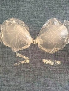1pc Dual Strap Silicone Invisible Bra With Transparent Shoulder Straps, Secure Fit, Lightweight And Comfortable For Outings And Daily Wear - Multicolor - View 4