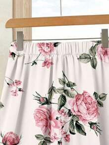2 piezas Conjunto de top casual de unicolor + falda estampada para vacaciones de mujer, Conjunto de ropa de verano para mujer, Conjunto de falda de verano, Conjunto de falda y top, Conjunto de falda y top para mujer, Conjunto de falda estampada - Multicolor 3 - Ver 7