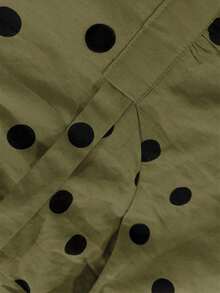 Vestido casual elegante y vintage con estampado de lunares, con bolsillos y lazo en la espalda, silueta minimalista pero refinada de corte evasé con cintura anudada, vestido versátil para oficina/ocasión, conjunto bohemio de lunares para vacaciones, primavera/verano rojo - Verde militar - Ver 6