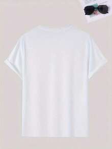 Camiseta de manga corta para hombre, moderna y elegante, con diseños estampados únicos para el verano. Adecuado para diversas ocasiones, con una amplia gama de colores y estilos. ESQX - Blanco - Ver 4