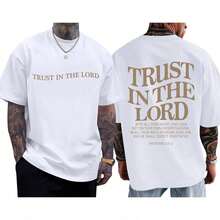 Camisetas Cristianas de Jesús para Hombre, Camiseta de Confianza en el Señor, Fe en Dios, Versículo Bíblico Religioso, Camisetas de Algodón con Diseño Gráfico de Gran Tamaño JFMV - Blanco - Ver 12