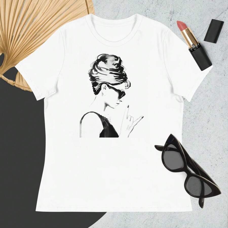 Camiseta Relajada para Mujer Audrey - Alta Calidad - Blanco - Ver 1