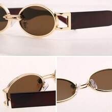 3pcs Metal Frame Oval Retro Fashion Glasses, Fashionable Design For Women Beach Accessories, Classic Style, Suitable For Outdoor Travel, Beach Vacation, Casual Wear, Driving Glasses, Summer Fashion, Sunshade, Elegant Decoration, Family Travel, Vacation, Summer Beach Vacation, Outdoor Travel - 彩色 - 查看 10