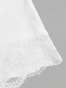 Conjunto de 2 Piezas de Leggings de Encaje en Contraste para Mujer Talla Grande, Verano - Blanco - Ver 8