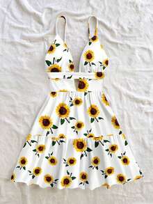 Vestido corto con estampado de limones coloridos para mujeres en vacaciones de primavera, outfit de San Valentín, atuendos de verano, vestido de cumpleaños - Multicolor 8 - Ver 5