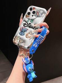 Disney Lilo And Stitch Phone Case : 3D Fluffy Pattern Border Protector Phone Soft Phone Case With A Free Cute Stitch Bracelet Chain Lanyard, Stitch, Lilo, Angel, For Apple 17 Promax 17 Pro 16 15 14 13 12 11 Pro Max XS Max X XR Soft Cover Summer Phone Case - trắng - Xem 4