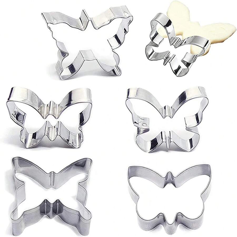 Stainless Steel Biscuit Mold Set,Butterfly Cookie Cutter Kit,DIY Cake Decoration Tool,Chocolate Pastry Baking Snacks Mold, 5Pcs - Biscuit Mold Set - View 1